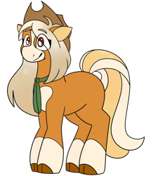 Size: 2324x2580 | Tagged: safe, artist:spaceoreos, imported from derpibooru, applejack, earth pony, pony, leak, spoiler:g5, applejack (g5 concept leak), applejack (g5), clothes, coat markings, female, g5, g5 concept leak style, g5 concept leaks, hat, mare, redesign, scarf, solo
