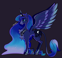 Size: 3168x2994 | Tagged: safe, artist:dear-deer-face, imported from derpibooru, princess luna, alicorn, pony, chest fluff, female, leonine tail, mare, simple background, solo, unshorn fetlocks