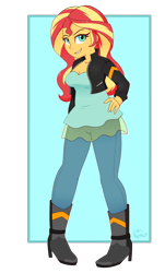 Size: 2600x4300 | Tagged: safe, artist:notenoughapples, imported from derpibooru, sunset shimmer, equestria girls, clothes, female, jacket, leather jacket, pigeon toed, simple background, solo