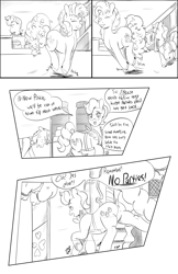 Size: 1980x3060 | Tagged: safe, artist:jojohernandez, imported from derpibooru, carrot cake, cup cake, pinkie pie, earth pony, pony, comic:rain check, black and white, comic, grayscale, monochrome