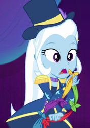 Size: 766x1080 | Tagged: safe, imported from derpibooru, screencap, trixie, equestria girls, equestria girls series, spring breakdown, spoiler:eqg series (season 2), cropped, epaulettes, female, hat, magic trick, solo, top hat