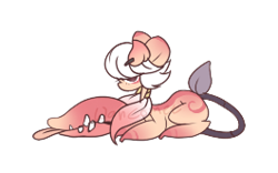 Size: 265x165 | Tagged: safe, artist:axolotlshy, deleted from derpibooru, imported from derpibooru, oc, oc only, monster pony, original species, piranha plant pony, plant pony, augmented tail, eyes closed, fangs, plant, prone, simple background, solo, tongue out, transparent background