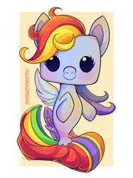 Size: 1024x1366 | Tagged: safe, artist:linvidia, imported from derpibooru, rainbow dash, seapony (g4), abstract background, cute, dashabetes, female, funko, funko pop!, looking at you, seaponified, seapony rainbow dash, solo, species swap, toy, toy interpretation