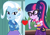 Size: 1408x980 | Tagged: safe, edit, edited screencap, imported from derpibooru, screencap, sci-twi, trixie, twilight sparkle, a little birdie told me, equestria girls, equestria girls series, sunset's backstage pass!, spoiler:eqg series (season 2), female, lesbian, music festival outfit, sci-twixie, shipping, shipping domino, twixie