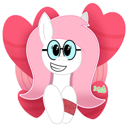 Size: 1700x1700 | Tagged: safe, alternate version, artist:b-cacto, imported from derpibooru, oc, oc only, oc:sugar morning, pony, glasses, heart, looking at you, simple background, solo, transparent background