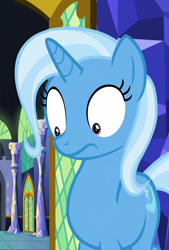 Size: 1464x2160 | Tagged: safe, imported from derpibooru, screencap, trixie, pony, all bottled up, cropped, female, looking down, solo, surprised