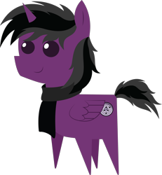 Size: 5294x5740 | Tagged: safe, artist:cosmiceclipsed, artist:tikibat, imported from derpibooru, oc, oc only, oc:kai shadow, alicorn, pony, alicorn oc, clothes, cutie mark, horn, pointy ponies, scarf, simple background, transparent background