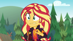 Size: 1920x1080 | Tagged: safe, imported from derpibooru, screencap, sunset shimmer, equestria girls, equestria girls series, sunset's backstage pass!, spoiler:eqg series (season 2), female, music festival outfit, solo