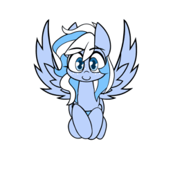 Size: 2000x2000 | Tagged: safe, artist:nekro-led, imported from derpibooru, part of a set, oc, oc only, oc:falling skies, pegasus, pony, animated, cute, flight cycle, gif, looking at you, loop, simple background, smiling, solo, white background, ych result