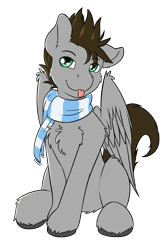 Size: 1587x2408 | Tagged: safe, artist:punk-pegasus, imported from derpibooru, oc, oc only, oc:menzing, pegasus, pony, 2020 community collab, derpibooru community collaboration, clothes, male, mohawk, scarf, simple background, solo, tongue out, transparent background