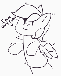 Size: 1855x2318 | Tagged: safe, artist:pabbley, imported from derpibooru, rainbow dash, pony, cute, dashabetes, dialogue, female, monochrome, puppet, solo, truth