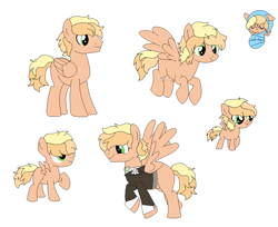 Size: 1052x860 | Tagged: safe, artist:dudleybrittany1399, artist:selenaede, imported from derpibooru, oc, oc only, oc:sun splasher, pegasus, pony, baby, baby pony, base used, blank flank, bowtie, clothes, colt, female, flower, flying, freckles, magical lesbian spawn, male, mare, offspring, parent:applejack, parent:rainbow dash, parents:appledash, raised hoof, rule 63, simple background, solo, stallion, suit, tuxedo, white background