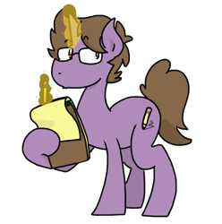 Size: 3200x3229 | Tagged: safe, artist:doodledandy, edit, editor:ciaran, imported from derpibooru, oc, oc only, oc:doodledandy, pony, unicorn, 2020 community collab, derpibooru community collaboration, glasses, magic, pencil, simple background, solo, transparent background