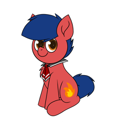 Size: 1920x1920 | Tagged: safe, artist:thebadbadger, imported from derpibooru, oc, oc only, oc:phire demon, pony, 2020 community collab, derpibooru community collaboration, simple background, sitting, solo, transparent background