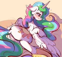 Size: 2278x2106 | Tagged: safe, artist:tohupo, imported from derpibooru, princess celestia, alicorn, pony, blushing, butt, dock, drunk, drunk bubbles, female, mare, plot, simple background, sunbutt, white background