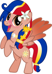 Size: 1280x1806 | Tagged: safe, artist:crisostomo-ibarra, imported from derpibooru, oc, oc only, oc:pearl shine, pegasus, pony, cute, flower, flower in hair, looking at you, ocbetes, philippines, ponified, raised hoof, solo, vector