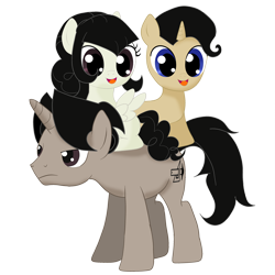 Size: 1500x1500 | Tagged: safe, artist:archooves, imported from derpibooru, oc, oc:archooves, oc:dio, oc:marie, earth pony, pegasus, pony, unicorn, 2020 community collab, derpibooru community collaboration, family, female, filly, simple background, transparent background