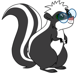 Size: 2055x2000 | Tagged: safe, artist:exhumed legume, derpibooru exclusive, imported from derpibooru, oc, oc only, skunk, 2020 community collab, derpibooru community collaboration, animal, beau skunky, glasses, non-pony oc, simple background, solo, transparent background