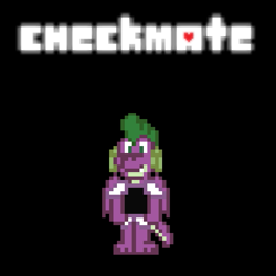 Size: 583x583 | Tagged: safe, artist:tarkan809, imported from derpibooru, spike, dragon, fanfic:check mate, concept, deltarune, pixel art, solo, story included