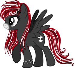 Size: 1964x1796 | Tagged: safe, artist:kingphantasya, edit, editor:ciaran, imported from derpibooru, oc, oc only, oc:midnight runner, pegasus, pony, 2020 community collab, derpibooru community collaboration, bracelet, ethereal mane, jewelry, male, raised hoof, red and black oc, sigil, silver eyes, simple background, solo, starry mane, transparent background, two toned mane, two toned tail