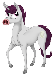 Size: 2188x3022 | Tagged: safe, artist:skunk bunk, imported from derpibooru, oc, oc:sniffles, pig, pony, unicorn, 2020 community collab, derpibooru community collaboration, cutie mark, male, nostrils, pig nose, purple eyes, rag, realistic, realistic anatomy, realistic horse legs, simple background, solo, stallion, tissue, tissue paper, transparent background