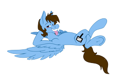 Size: 5264x3383 | Tagged: safe, artist:skydiggitydive, imported from derpibooru, oc, oc:sky dive, pegasus, pony, 2020 community collab, derpibooru community collaboration, biting tongue, crossing legs, flying, grin, hooves, hooves behind head, lounging, male, simple background, smiling, smug, solo, tongue out, transparent background, underhoof