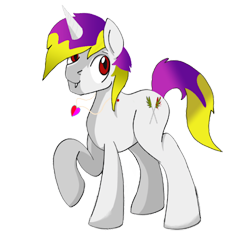 Size: 3200x3240 | Tagged: safe, artist:exodanexus, edit, editor:ciaran, imported from derpibooru, oc, oc only, oc:exo, cat, pony, unicorn, vampire, vampony, 2020 community collab, derpibooru community collaboration, male, raised hoof, simple background, solo, stallion, transparent background