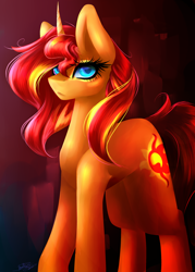 Size: 2000x2800 | Tagged: safe, artist:purediamond360, imported from derpibooru, sunset shimmer, pony, unicorn, colored pupils, female, mare, solo