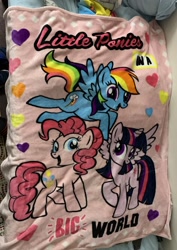 Size: 1536x2168 | Tagged: safe, imported from derpibooru, pinkie pie, rainbow dash, twilight sparkle, alicorn, pony, blanket, cute, irl, merchandise, photo, twilight sparkle (alicorn)