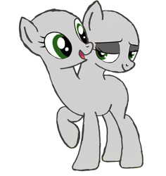 Size: 868x921 | Tagged: safe, artist:calebtyink, imported from derpibooru, earth pony, pony, base, conjoined, conjoined twins, female, lidded eyes, mare, multiple heads, raised hoof, simple background, smiling, template, two heads, white background