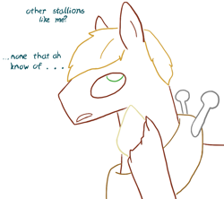 Size: 1079x956 | Tagged: artist needed, safe, artist:sawsta, imported from derpibooru, big macintosh, earth pony, pony, sweet-apple-secrets, ask, bust, dialogue, horse collar, male, simple background, sketch, solo, stallion, tumblr, white background, yoke