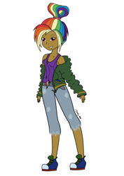 Size: 2480x3508 | Tagged: safe, artist:onlymeequestrian, imported from derpibooru, rainbow dash, human, equestria girls, dark skin, female, humanized, solo