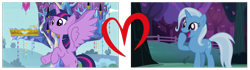 Size: 882x247 | Tagged: safe, edit, edited screencap, imported from derpibooru, screencap, trixie, twilight sparkle, alicorn, female, lesbian, shipping, shipping domino, twilight sparkle (alicorn), twilight's castle, twixie