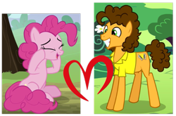 Size: 593x391 | Tagged: safe, edit, edited screencap, imported from derpibooru, screencap, cheese sandwich, pinkie pie, cheesepie, female, male, shipping, shipping domino, straight