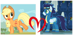 Size: 722x345 | Tagged: safe, edit, edited screencap, imported from derpibooru, screencap, applejack, soarin', applebutt, butt, female, male, plot, shipping, shipping domino, soarinjack, straight