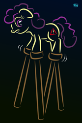 Size: 401x601 | Tagged: safe, artist:quint-t-w, imported from derpibooru, oc, oc only, earth pony, pony, dark background, female, filly, lip bite, old art, solo, stilts, uneasy