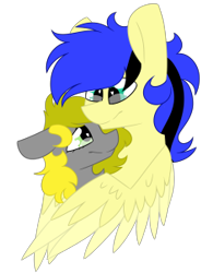 Size: 235x301 | Tagged: safe, artist:crazysketch101, imported from derpibooru, oc, oc only, oc:light shade, oc:snuggie, pegasus, pony, duo, hug, shipping, simple background, transparent background, updated image, winghug