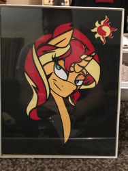 Size: 3024x4032 | Tagged: safe, alternate version, artist:samoht-lion, imported from derpibooru, sunset shimmer, pony, unicorn, bust, craft, female, irl, mare, papercraft, photo, solo, traditional art