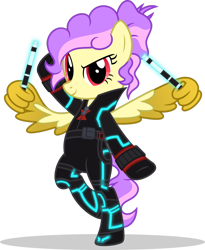 Size: 1280x1562 | Tagged: safe, artist:mlp-trailgrazer, imported from derpibooru, oc, oc only, oc:golden symphony, pegasus, pony, bipedal, black widow (marvel), clothes, cosplay, costume, female, mare, simple background, solo, transparent background, wing hands, wings