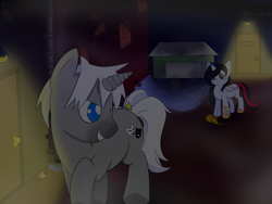 Size: 1600x1200 | Tagged: safe, artist:elisonic12, imported from derpibooru, oc, oc only, oc:charade, oc:snow pony, ally, back alley, charity, commission