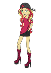 Size: 2480x3508 | Tagged: safe, artist:onlymeequestrian, imported from derpibooru, sunset shimmer, human, equestria girls, cap, female, hat, humanized, simple background, solo, transparent background