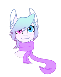 Size: 1456x1843 | Tagged: safe, artist:koloredkat, imported from derpibooru, part of a set, oc, oc only, pony, bust, clothes, freckles, heterochromia, scarf, simple background, smiling, solo, transparent background, ych result