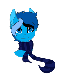 Size: 1456x1843 | Tagged: safe, artist:koloredkat, imported from derpibooru, part of a set, oc, oc only, earth pony, pony, bust, clothes, earth pony oc, scarf, simple background, smiling, solo, transparent background, ych result