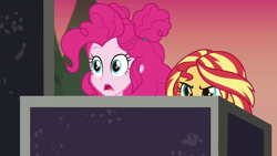 Size: 1920x1080 | Tagged: safe, imported from derpibooru, screencap, pinkie pie, sunset shimmer, equestria girls, equestria girls series, sunset's backstage pass!, spoiler:eqg series (season 2), female