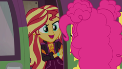 Size: 1920x1080 | Tagged: safe, imported from derpibooru, screencap, pinkie pie, sunset shimmer, equestria girls, equestria girls series, sunset's backstage pass!, spoiler:eqg series (season 2), female, music festival outfit