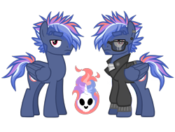 Size: 4500x3375 | Tagged: safe, artist:avatarmicheru, imported from derpibooru, oc, oc only, oc:inferno rush, pegasus, pony, clothes, jacket, male, offspring, parent:rainbow dash, parent:soarin', parents:soarindash, simple background, solo, stallion, sunglasses, transparent background