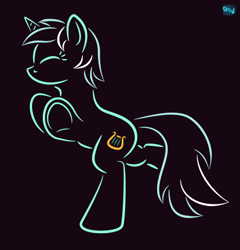 Size: 426x444 | Tagged: safe, artist:quint-t-w, imported from derpibooru, lyra heartstrings, pony, unicorn, eyes closed, female, gradient background, minimalist, modern art, old art, on one leg, pose, solo, standing on one leg, underhoof