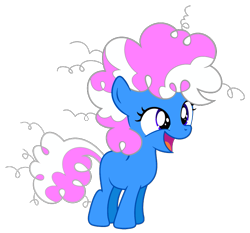 Size: 705x658 | Tagged: safe, artist:theironheart, imported from derpibooru, oc, oc only, oc:kandy stripes, earth pony, pony, bust, earth pony oc, female, filly, messy mane, open mouth, recolor, simple background, transparent background