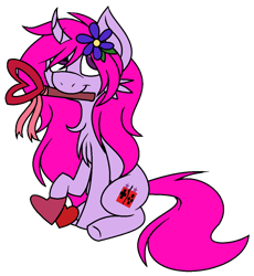 Size: 972x1056 | Tagged: safe, artist:cosmic-wonders, imported from derpibooru, oc, oc only, oc:gaming star, pony, unicorn, female, heart, mare, mouth hold, simple background, solo, transparent background