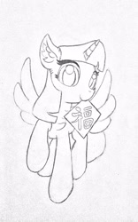 Size: 1815x2918 | Tagged: safe, artist:fireworks sea, artist:焰心fireworks, imported from derpibooru, twilight sparkle, alicorn, pony, ear fluff, female, lineart, mare, monochrome, mouth hold, solo, traditional art, twilight sparkle (alicorn)